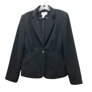 Newport News W Size 10 Black Skirt Suit Long Sleeve Jacket & Knee High Skirt